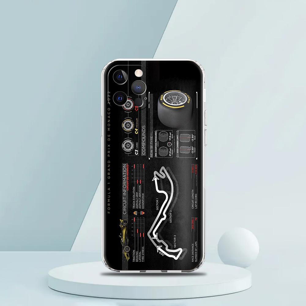 Мягкий прозрачный чехол-бампер из ТПУ для iPhone 16 15 14 13 12 11 Pro Max XR 8 7 Plus XR Оболочка с рисунком гоночной трассы Нюрбургринг F1