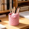 Pen Holder Organizer 3D Printed Holder, Cat Shape Large Capacity Hollow Barrel Desk for Gel Pens Pencils Makeup Brushes, Cute Girlish Decor