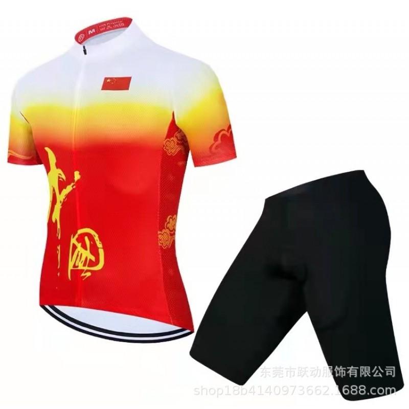 Men Women Cycling Jersey Set Short Sleeve Quick Dry Breathable Bike Riding Outfit Sports Apparel