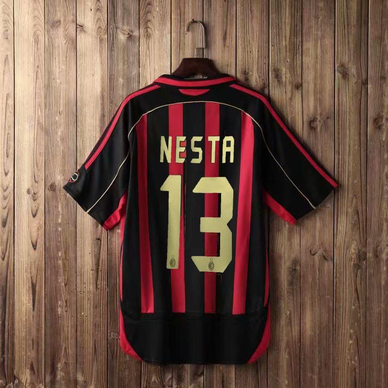 AC Milan 2006-07 Лига Чемпионов Домашняя футболка Пирло Кака 22 Короткий/Длинный рукав Ретро Футболка