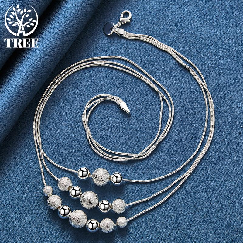 Ювелирные изделия из стерлингового серебра 925 пробы с цепочкой из трех змей, матовое гладкое ожерелье с подвеской