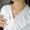 S925 Silver Bowknot Pendant Necklace with Natural Crystal, Love Heart Design