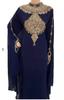 Blue Wedding Dubai Long Farasha Kaftan Georgette Moroccan Abaya Ramzan Dress