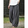 2026 Cotton Linen Bloomers Wide Leg Pants Women Vintage Full Length Fashion Elegent Pants Solid Elasitic Waist Spring Autumn 5XL