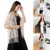 Womens Tassels Beach Breathable Travel Sunscreen Shawl Outdoor Solid Color Soft Hollow Pattern Summer Fashion Accessories