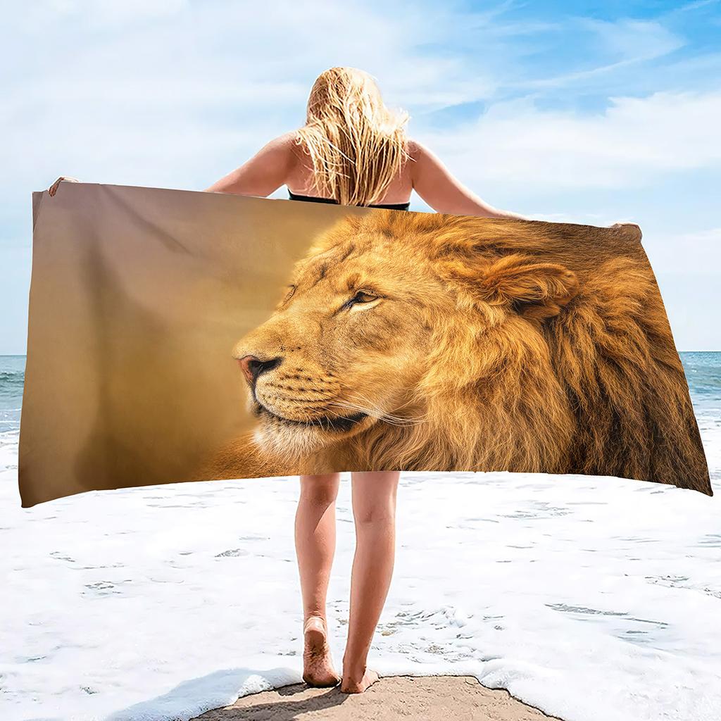 Lion Pattern Series Seaside Vacation Beach Towel Swimming Bath Towel Sports Towel