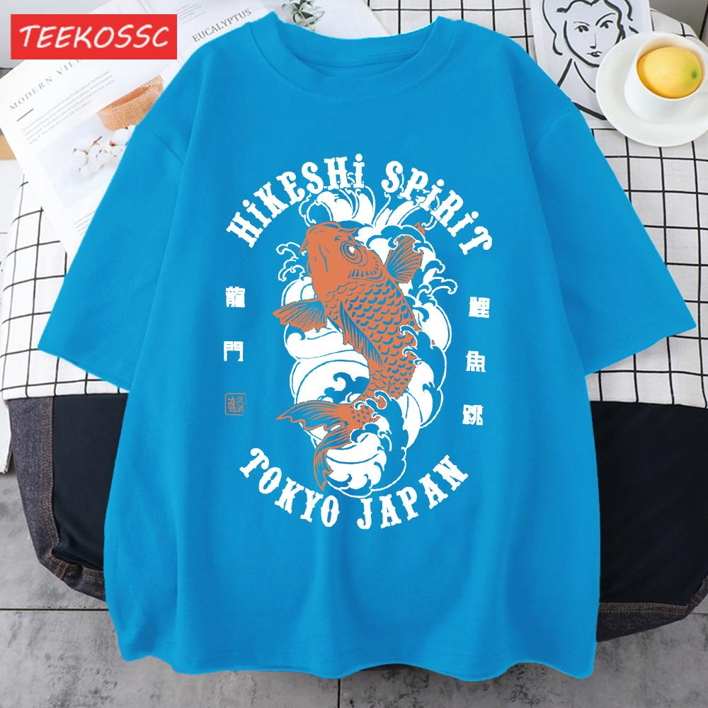 Футболки с принтом Hikeshi Spirit Токио Япония Для Мужчин Хлопок Круглый Вырез Футболка Спортивная Универсальная Верх Летний Мужской Новый Свободный Короткий Рукав