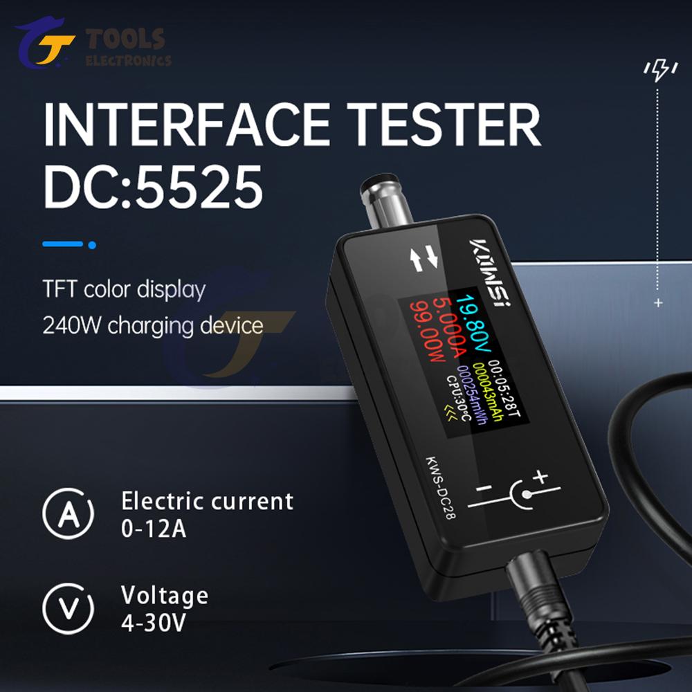 KWS-DC28 DC 5.5*2.5 Интерфейсный Монитор Тока и Напряжения DC 4~30V 0~12A Измеритель Мощности Тестер Цифровой ЖК-дисплей