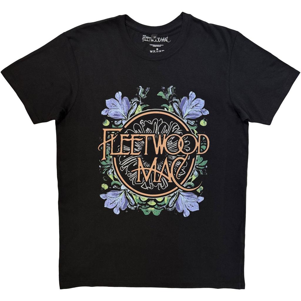Fleetwood Mac Premium Carbon TShirt Circle Floral Black OFFICIAL NEW