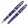 Aurora Fountain Limited Edition of 888 Italian Mysterious Baia Di Deep Violet Blue 18K Piston Fine Nib F Pen, Pieces, Journey, Napoli, & CT, Gold,
