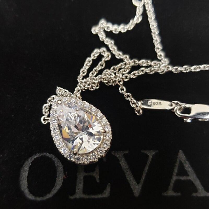 Sparkling 8*12mm Water Drop High Carbon Diamond Bridal Pendant Necklace 100% 925 Sterling Silver Party Fine Jewelry Gifts