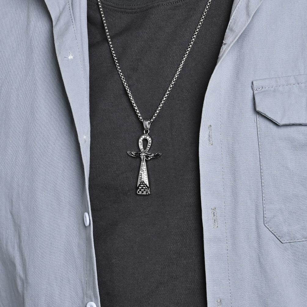 Literary and Retro Egyptian Anka Cross Necklace Men's Niche Personality Pendant Hipster Accessories Travel Souvenirs
