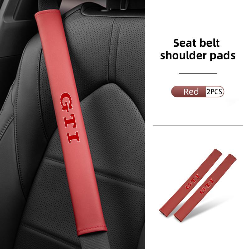 For Volkswagen VW Long Car Seat Belt Shoulder Pad Leather Pressure Relief Cushion Golf 4 5 6 7 GTI Tiguan Passat B5 B6 B7 CCNI9