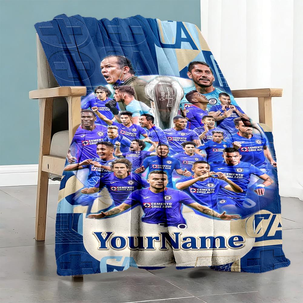 Atletico Madrid Customize Your Name Blanket Throw Personalized Blanket Durable Comfort Versatile for Office Chair Livingroom Picnics Seaside