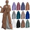 Dubai Turkey Arab Elegant Kimono For Women Muslim Solid Color 3 Layers Open Islamic Clothing Muslim Dresses Abaya