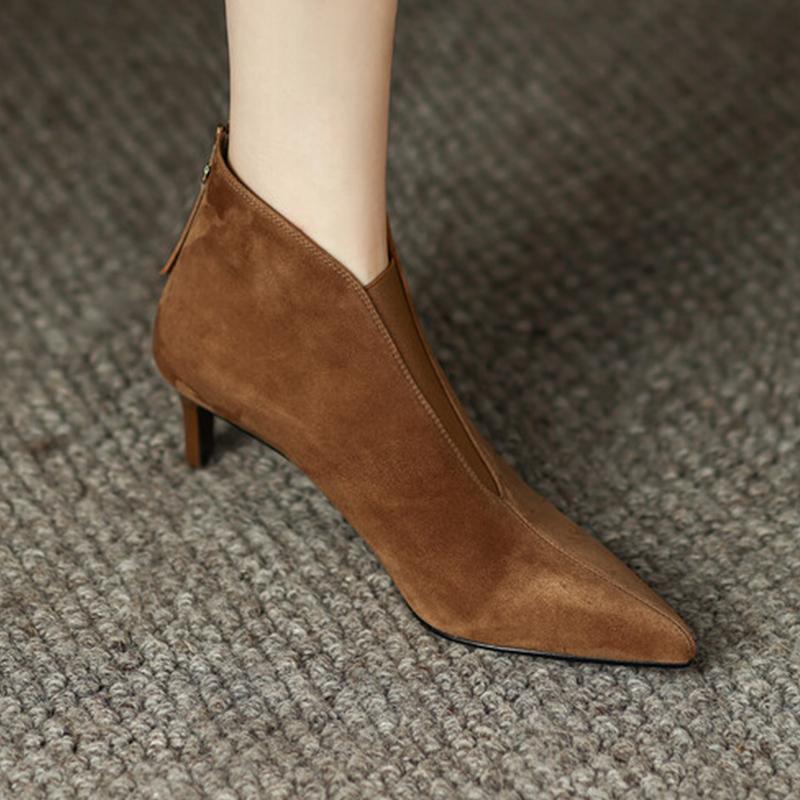 Женские ботильоны на высоком каблуке, сексуальная обувь с острым носком для женщин, роскошные платья-ботинки 2025 зима, роскошные боты для женщин