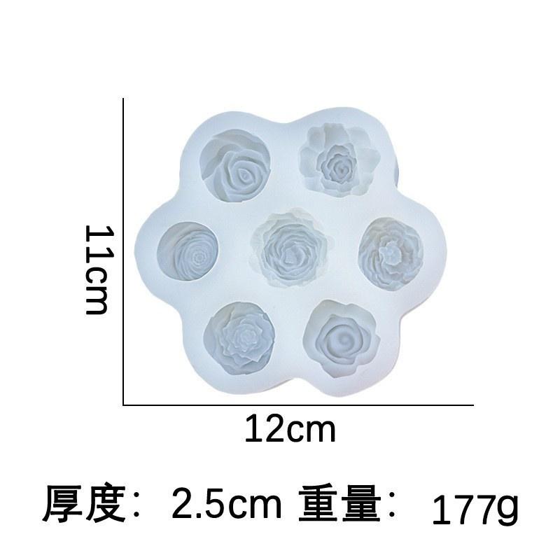 7pcs Mini Rose Flower Silicone Candle Mold 3D Succulent Cactus Flower Chocolate Fudge Pastry Baking Mold DIY Candle Soap Crafts