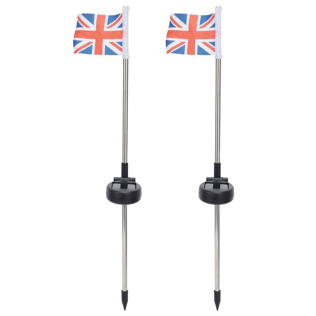 2PCS Solar UK Flag Light LED Solar Garden Lawn Lamp For Outdoor Landscape Decoration White Light