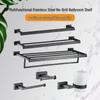 Stainless Steel Punch-Free Wall-Mounted Bathroom Shelf with Washbasin Cup Holder and Towel Bar
