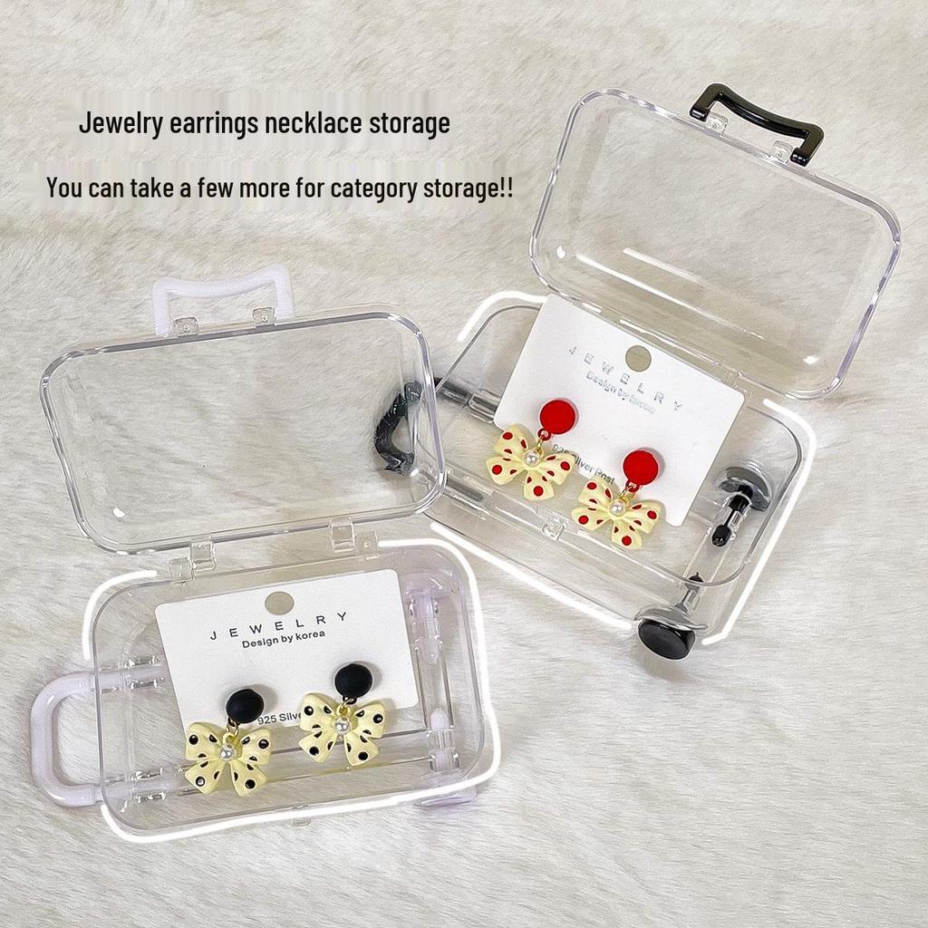 Transparent Hair Accessories and Jewelry Organizer Trolley Case