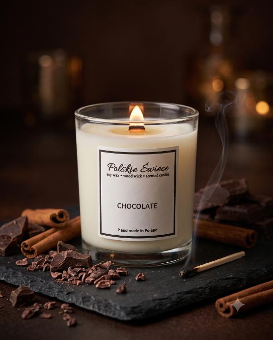 soy candle with a wooden wick + CHOCOLATE
