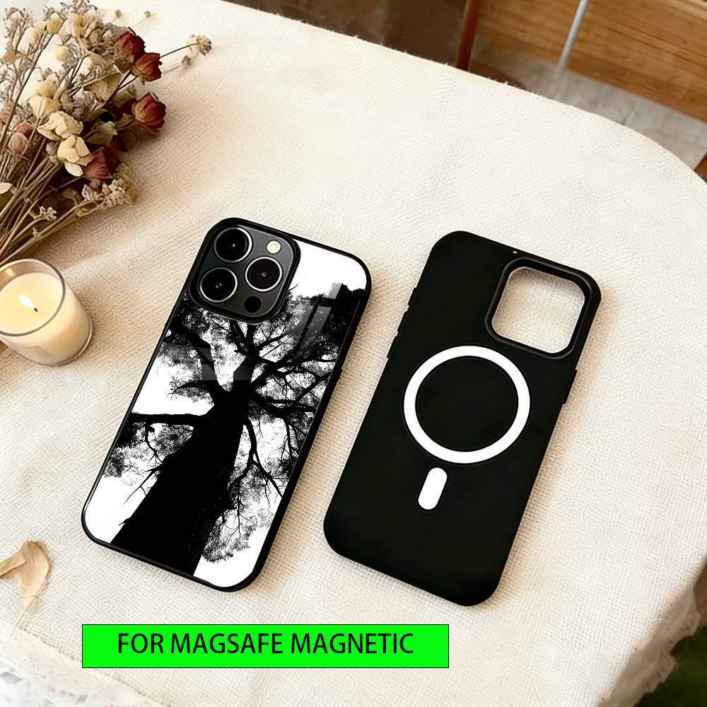 Чехол для телефона с изображением живописного дерева для iPhone 17, 16, 15, 14, 13, 12, 11 Plus, Pro, магнитный с Magsafe, беспроводная зарядка