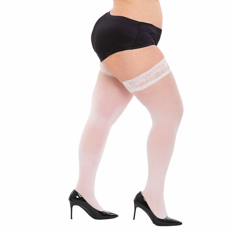 Plus Big Size Elastic Fat Woman Sexy Over Knee Thigh Highs Lace Stockings Plus Size Leg Long Knee Socks