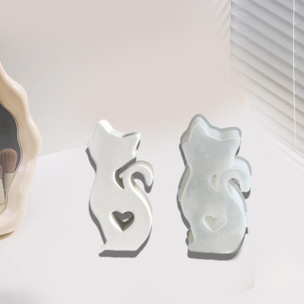 Гибкая силиконовая форма для создания кулонов-фигурок кошек с полым сердцем, форма для изготовления свечей и мыла, форма для эпоксидных смол