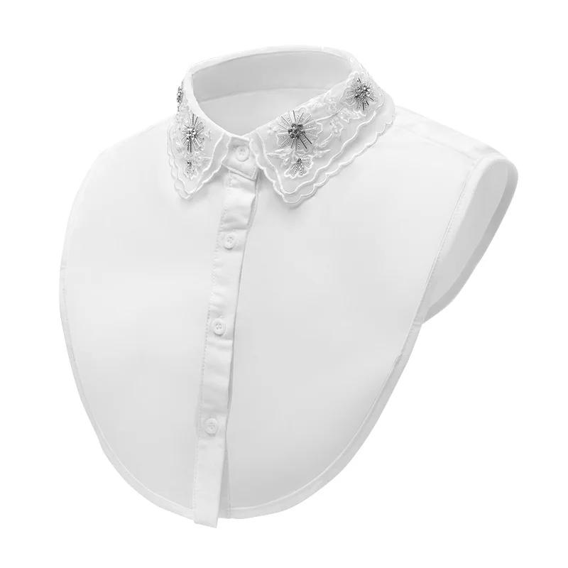 Vintage Handmade Beads Shirt Detachable Collar for Women and Mens Formal Suit Business Casual Fake Collar Decorative