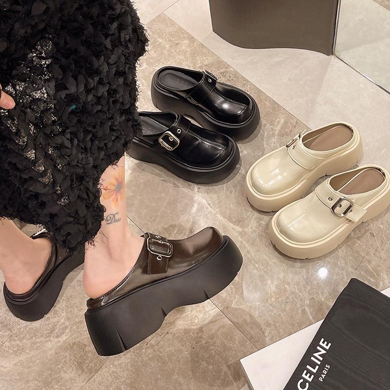 Fashion Platform Mules Slipper Shoes Women Slingback Slippers Shoes 2025 New Spring Summer Casual Flat Bottom Walking Flip Flops Female