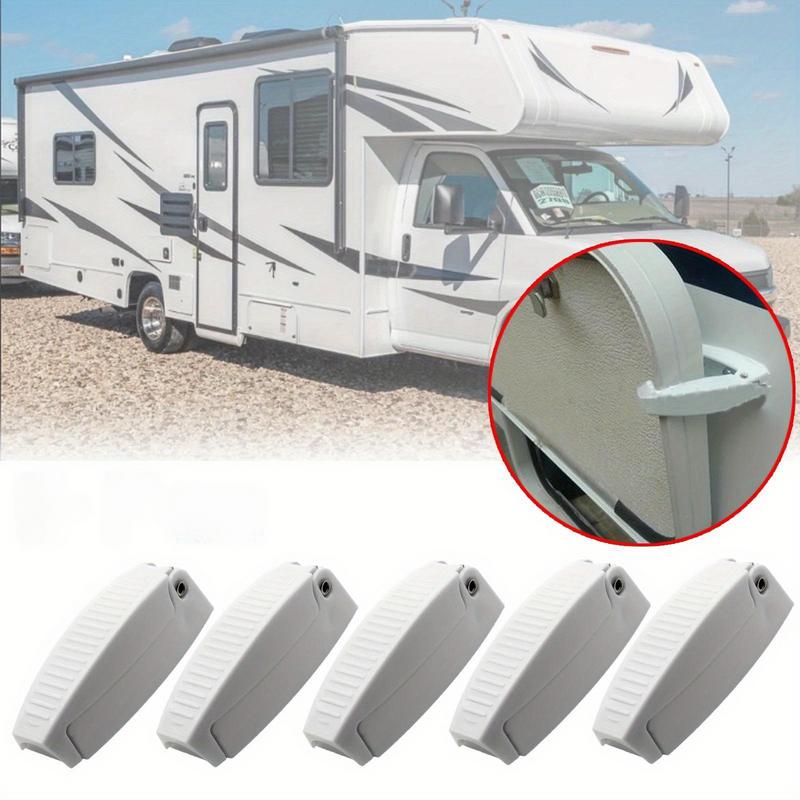 5pcs RV White Rounded Baggage Plastic Door Catch Compartment Latch Holders Clips for Camper Trailer Motorhome Car Accessories