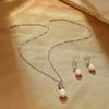 Classic Rhinestone Jewelry Set Spiral Pearl Necklace Korean Style Pendant Women Crystal Earrings