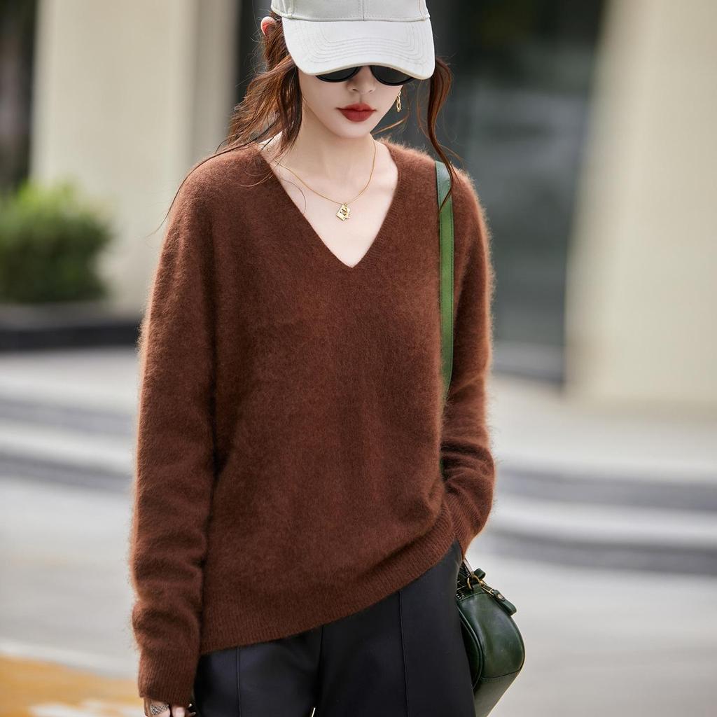 Тяжелый кашемировый бесшовный вязаный свитер-пуловер для женщин из серии Brushed