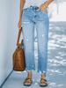 2025 Women's Ripped Casual Nine-Point Straight-Leg Jeans