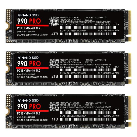 990 PRO PCIe 4.0 M.2 NVMe SSD Скорость до 7300 МБ/с Чтение 6800 МБ/с Запись 1/2/4 ТБ Внутренний твердотельный накопитель для ПК Ноутбука Настольного компьютера