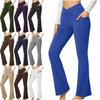 Fashion Women Solid Fitness Leggings High Elastic Waist Pocket Sexy Slim Flared Pants Lady Sport Workout Streetwear Pants