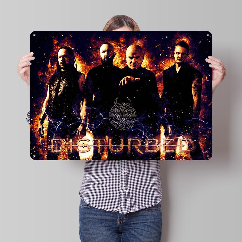 Disturbed Band Rock D Texture Metal Poster Customized Wall Art Tin Sign Gift for Mancave Bar Accessories Desk Decor Room House