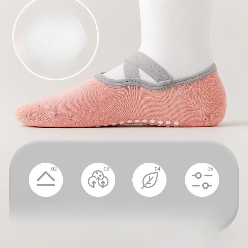 Yoga Socks, Women's Cotton Socks, Summer Boat Socks, Pilates Professional Sports Fitness Dance Floor Socks, Anti-slip and Non-dropping Heels