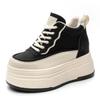 Fashion 9CM Natural Genuine Leather Ankle Boots High Top Women Shoes Platform Wedge Hidden Heel Winter Autumn Warm Plush Sneakers 2024