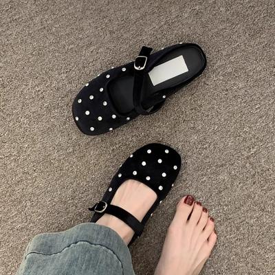 Баотоу полутапочки женские летние стразы нежные балетки Мэри Джейн одинарные туфли