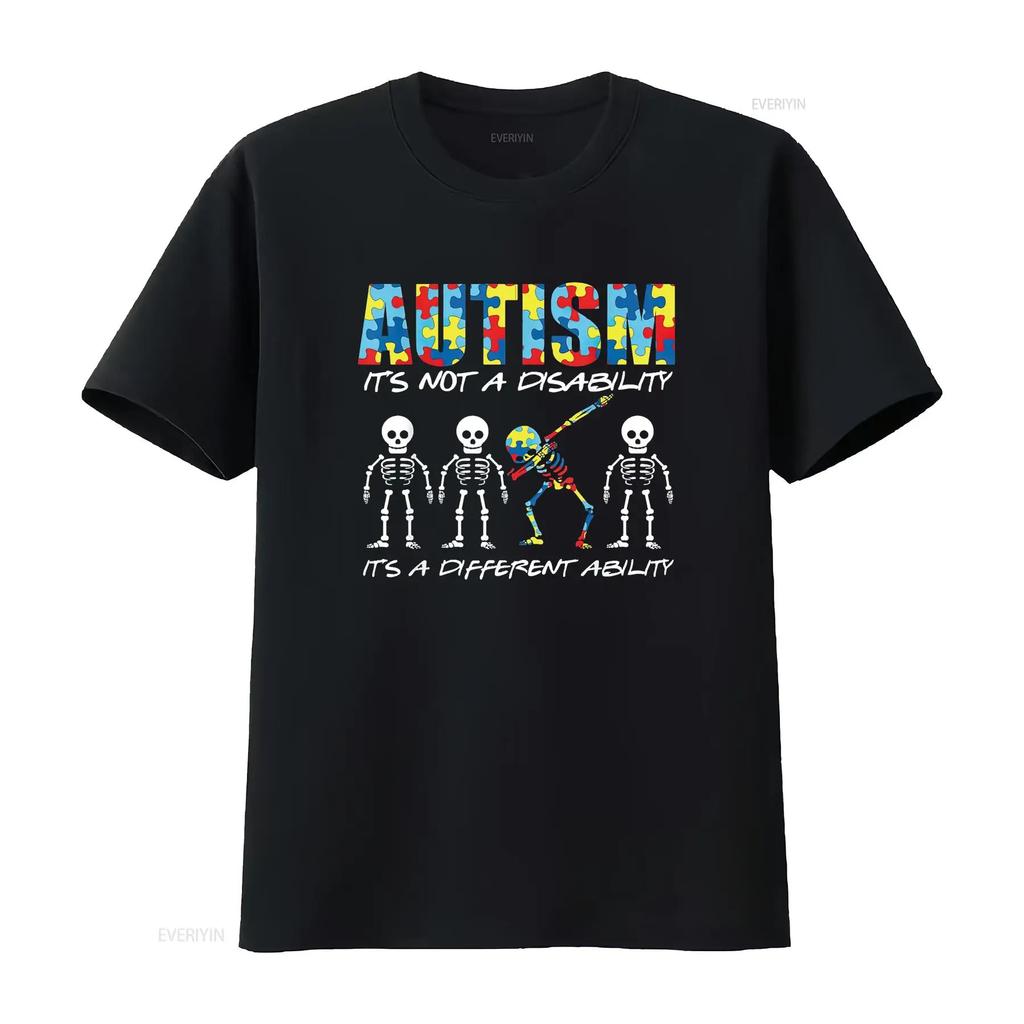 Womens Autism Is Not A Disability It s Different Ability gift T Shirt Black vintage Washed fashion streetwear Casual