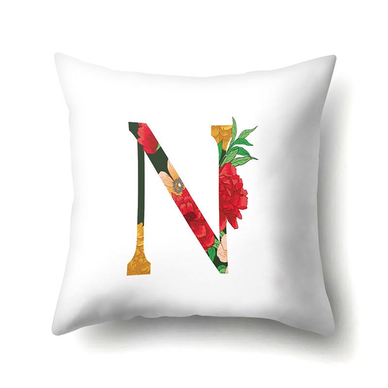 Полиэстеровая наволочка Акварельные цветы Принт для украшения автомобиля 26 английских букв Домашняя наволочка для подушки