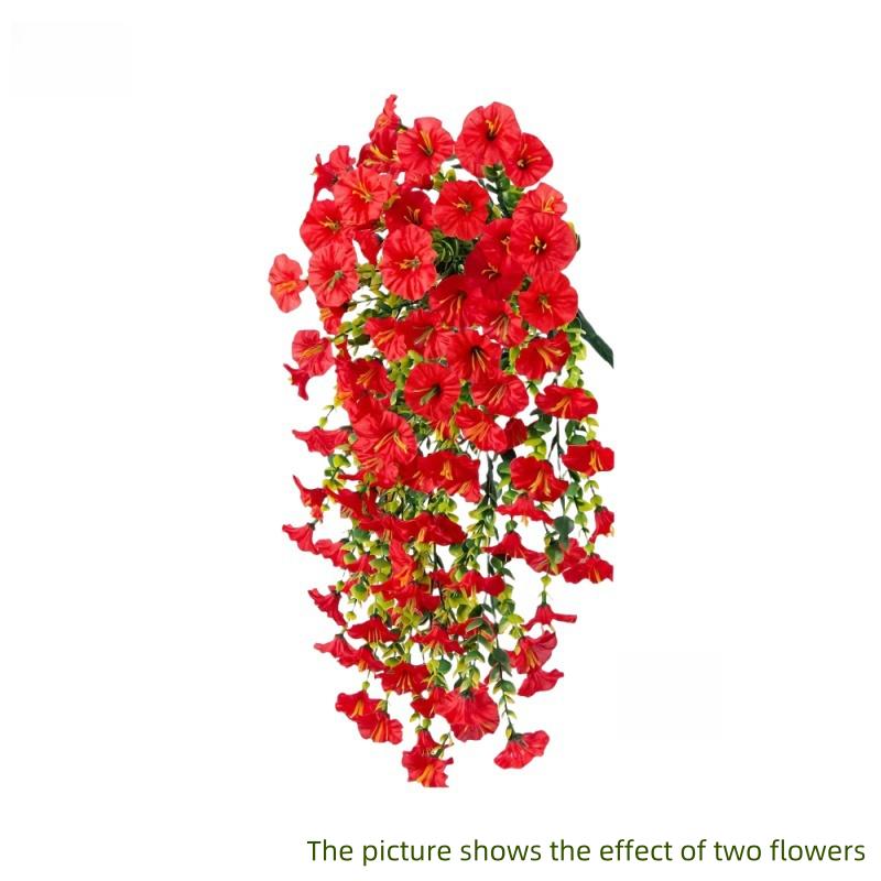 2 шт. Искусственные подвесные цветы петунии и эвкалипта - Яркие бутоны, Декор для улицы/дома для свадеб, крыльца, патио, сада