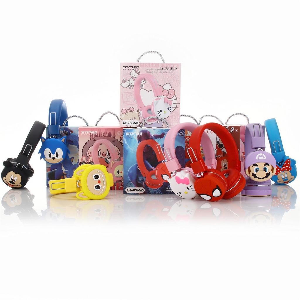 AH-836 Мультяшные Bluetooth-наушники с оголовьем – Дизайны Kuromi, Stitch, Mario