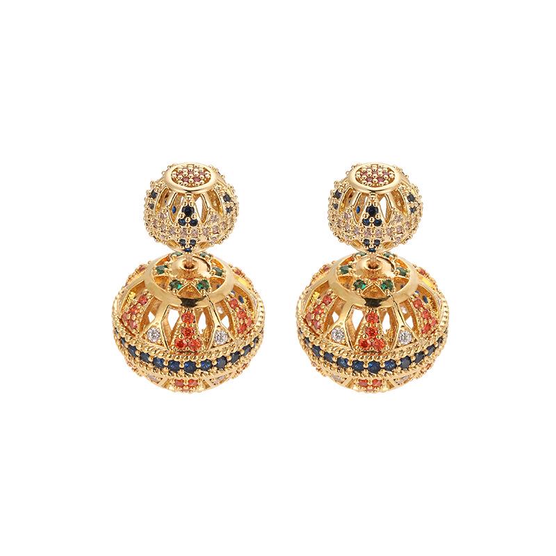 "2023 New Style Hollow Ball Exaggerated Round Earrings - High-End Ancient Design for Women"