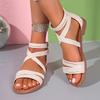 New Summer Women's Rome Sandals Round Toe Flat with Back Zipper Flat Casual Shoes for Daily Plus Size Outdoor Sandals