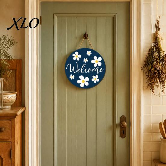 Spring Home Decoration Wooden Daisy Welcome Sign for Front Door, Rustic Farmhouse Hanging Wall Decor Door Hanger with Hemp Rope, Wood Plaque Entrance
