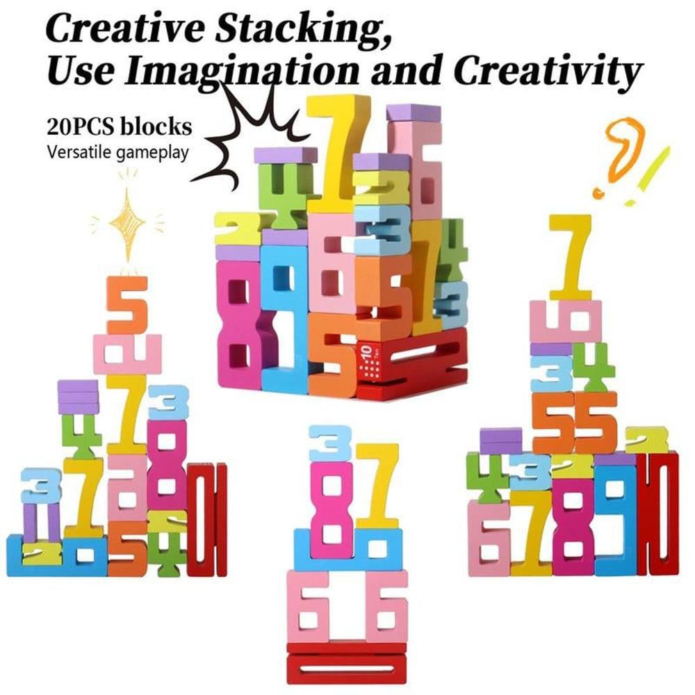 Wooden Number Building Block Early Education Counting Toy New Stacking Games Toys  For Kids