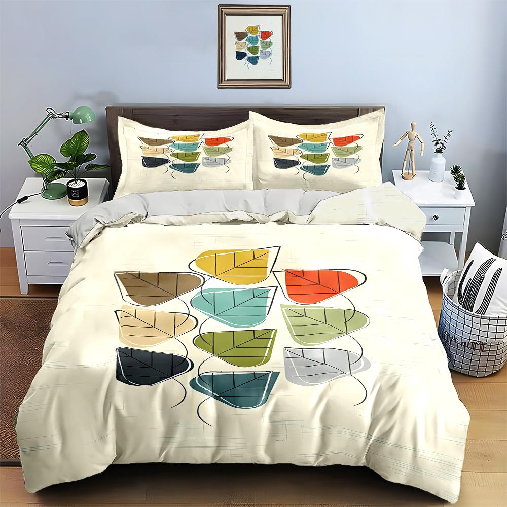 Multicolored leaf pattern. Bedding Duvet cover sets Duvet covers Pillowcases gifts (1 * Duvet Cover 2 * Pillowcases, without duvet insert)