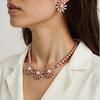 Baroque Vintage Elegant Faux Pearl Daisy Choker Earrings Jewelry Set for Women